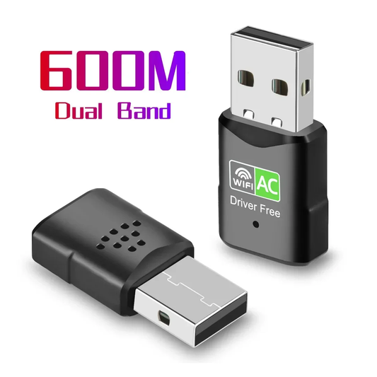 USB WiFi Adapter 600Mbps Dual Band 2.4GHz and 5.8GHz AC Wireless USB Dongle for PC Laptop Fast Stable Internet