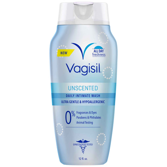 Vagisil Feminine Wash for Intimate Hygiene, Unscented – 12 oz, Gentle pH-Balanced Vaginal Cleanser