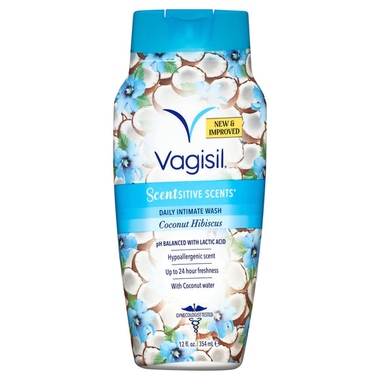 Vagisil Scentsitive Scents Feminine Wash – Coconut Hibiscus, 12 oz | Gentle Daily Cleanser