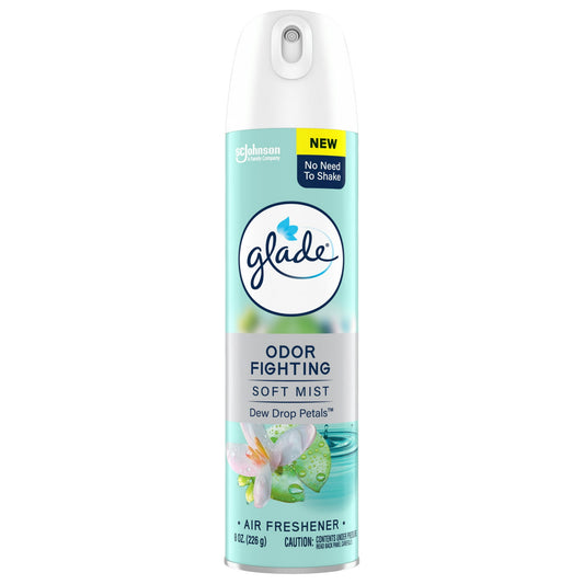 Glade Odor Fighting Soft Mist Air Freshener Room Spray, Dewdrop Petals, 8.0oz, 1pk
