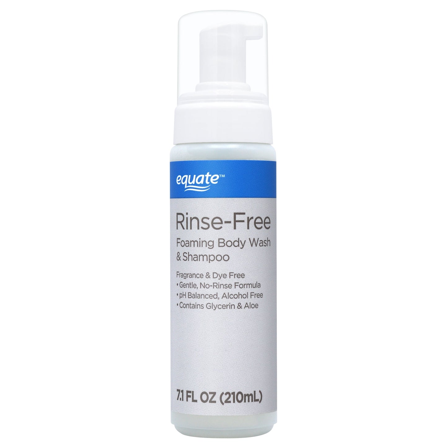 Equate Rinse-Free Foaming Body Wash & Shampoo – No Rinse Formula for Cleansing & Freshening, 7.1 fl oz