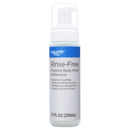 Equate Rinse-Free Foaming Body Wash & Shampoo – No Rinse Formula for Cleansing & Freshening, 7.1 fl oz