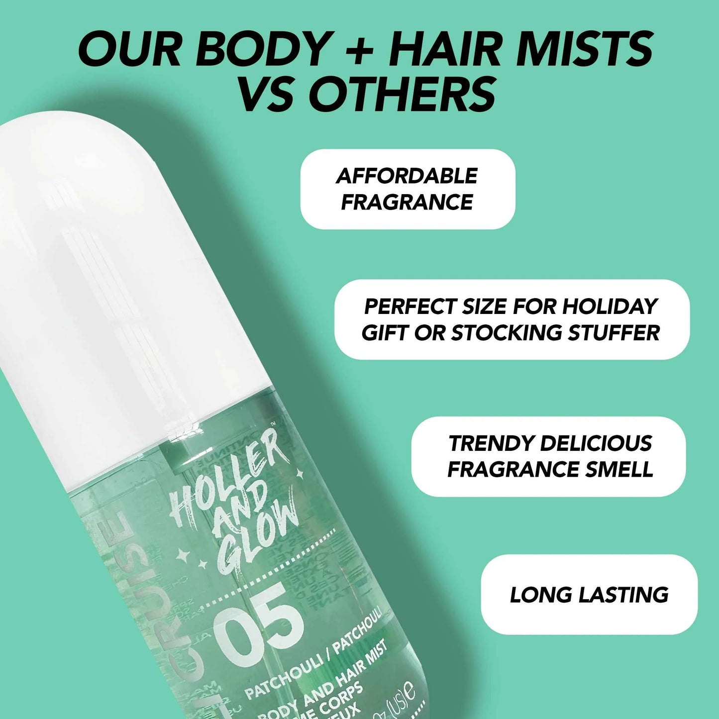 Holler and Glow Cali Cruise Patchouli Body & Hair Mist – 3.38 fl oz