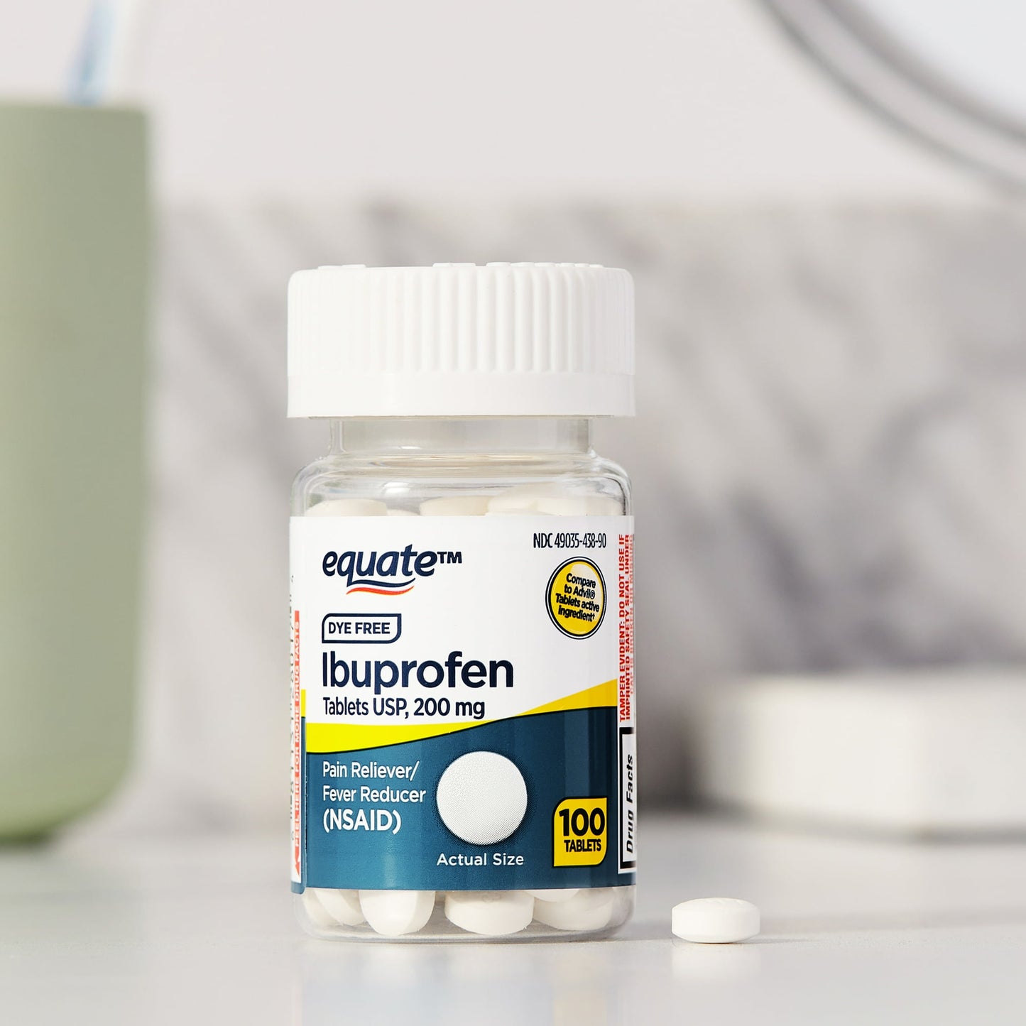 Equate Dye-Free Ibuprofen Tablets – 200 mg, Pain Reliever and Fever Reducer, 100 Count
