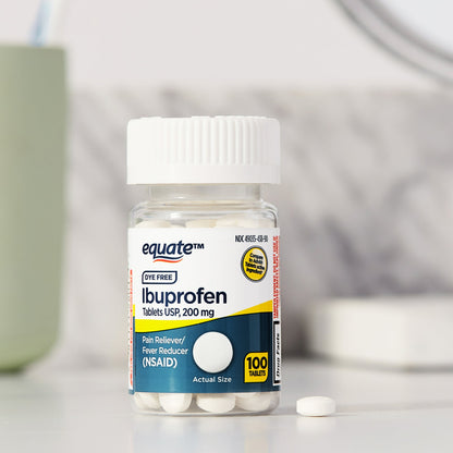Equate Dye-Free Ibuprofen Tablets – 200 mg, Pain Reliever and Fever Reducer, 100 Count