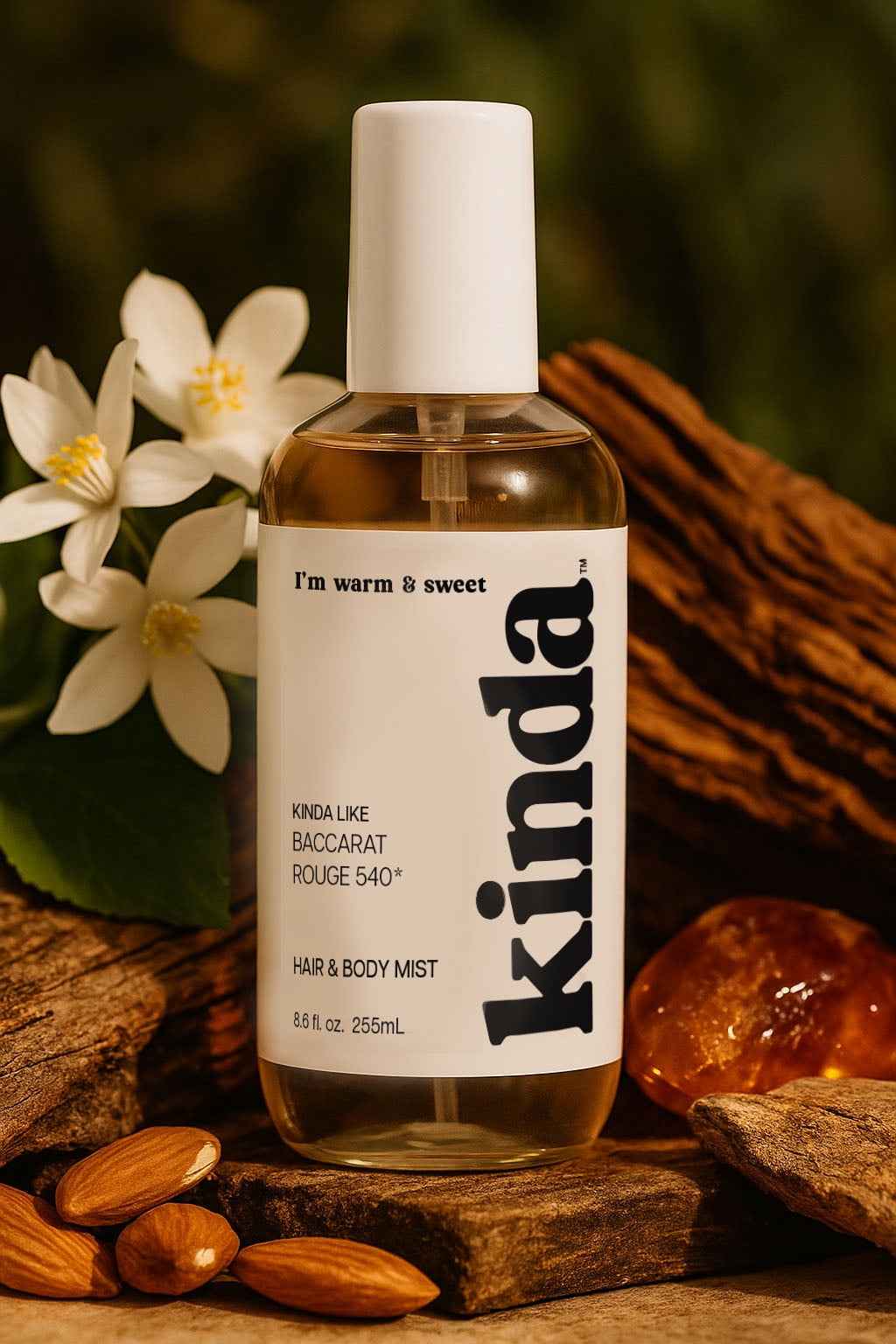 KINDA I’m Warm & Sweet Hair & Body Mist – Jasmine, Saffron & Amber – Long-Lasting Floral Gourmand, 8.6 fl oz