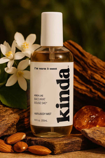 KINDA I’m Warm & Sweet Hair & Body Mist – Jasmine, Saffron & Amber – Long-Lasting Floral Gourmand, 8.6 fl oz