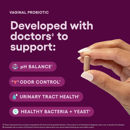 Physician's Choice Vaginal Probiotic for Women – 6 Billion CFU, Supports pH Balance & Odor Control – 30 Count