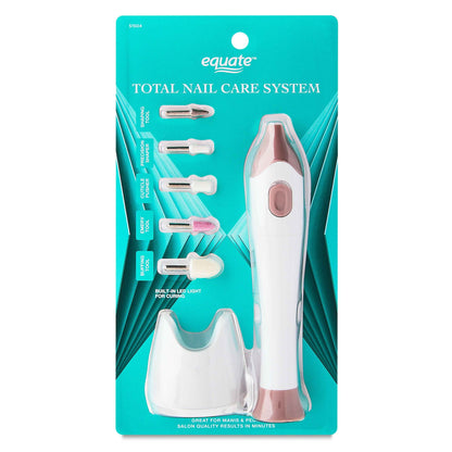 Equate Electric Total Nail Care System with 5 Attachments – Manicure & Pedicure Kit