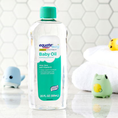 Equate Baby Oil with Aloe Vera & Vitamin E – 20 fl oz, Gentle Moisturizer for Baby & Adult Skin