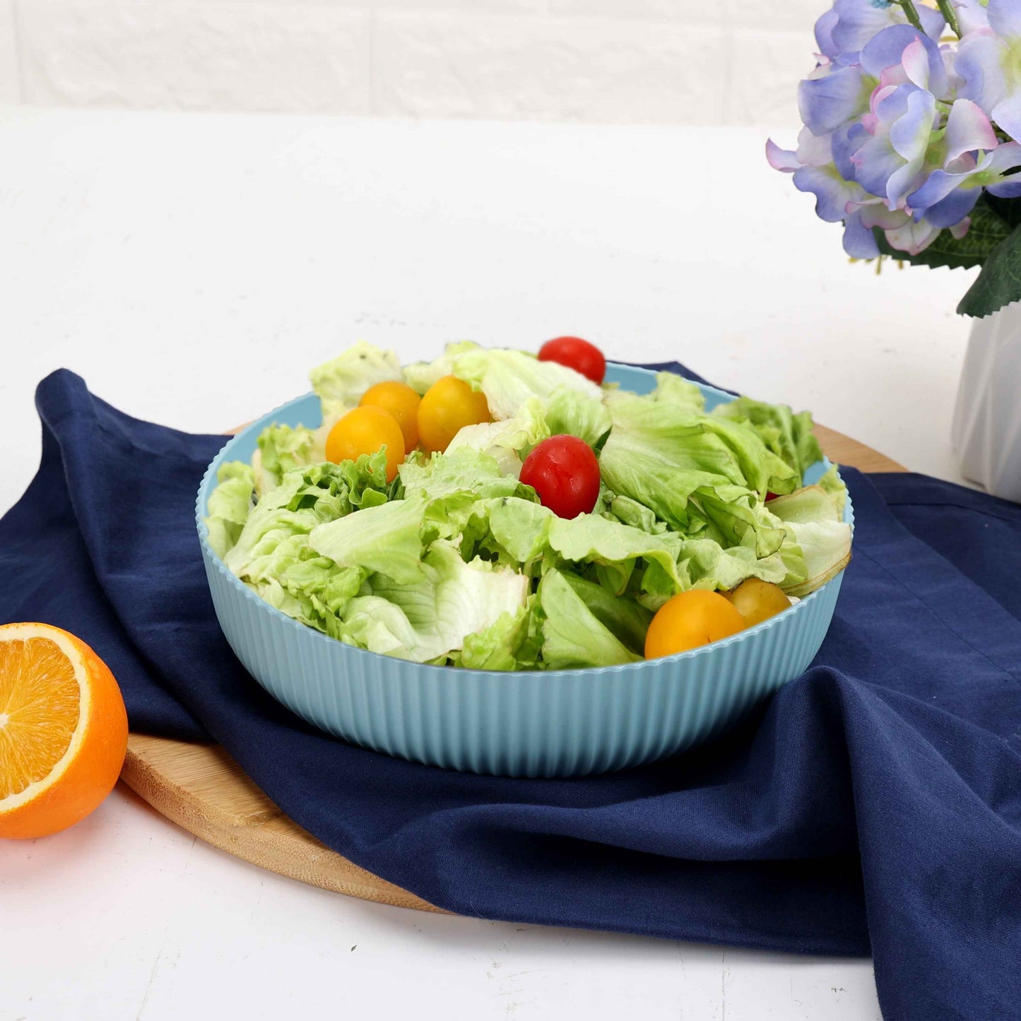 Mainstays Blue Eco-Friendly Recycled Plastic Dinner Bowl – 43-Ounce – Durable & Reusable for Indoor & Outdoor Dining