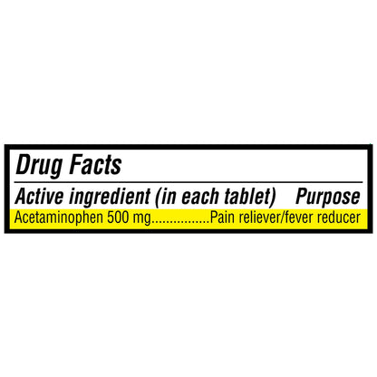 Equate Extra Strength Pain Reliever Acetaminophen Caplets, 500 mg, Pain Reliever/Fever Reducer, 100 Count
