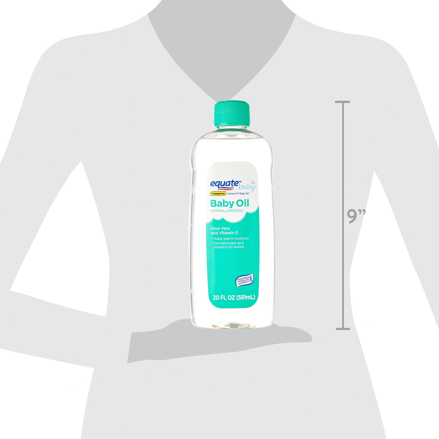 Equate Baby Oil with Aloe Vera & Vitamin E – 20 fl oz, Gentle Moisturizer for Baby & Adult Skin