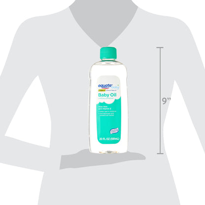 Equate Baby Oil with Aloe Vera & Vitamin E – 20 fl oz, Gentle Moisturizer for Baby & Adult Skin