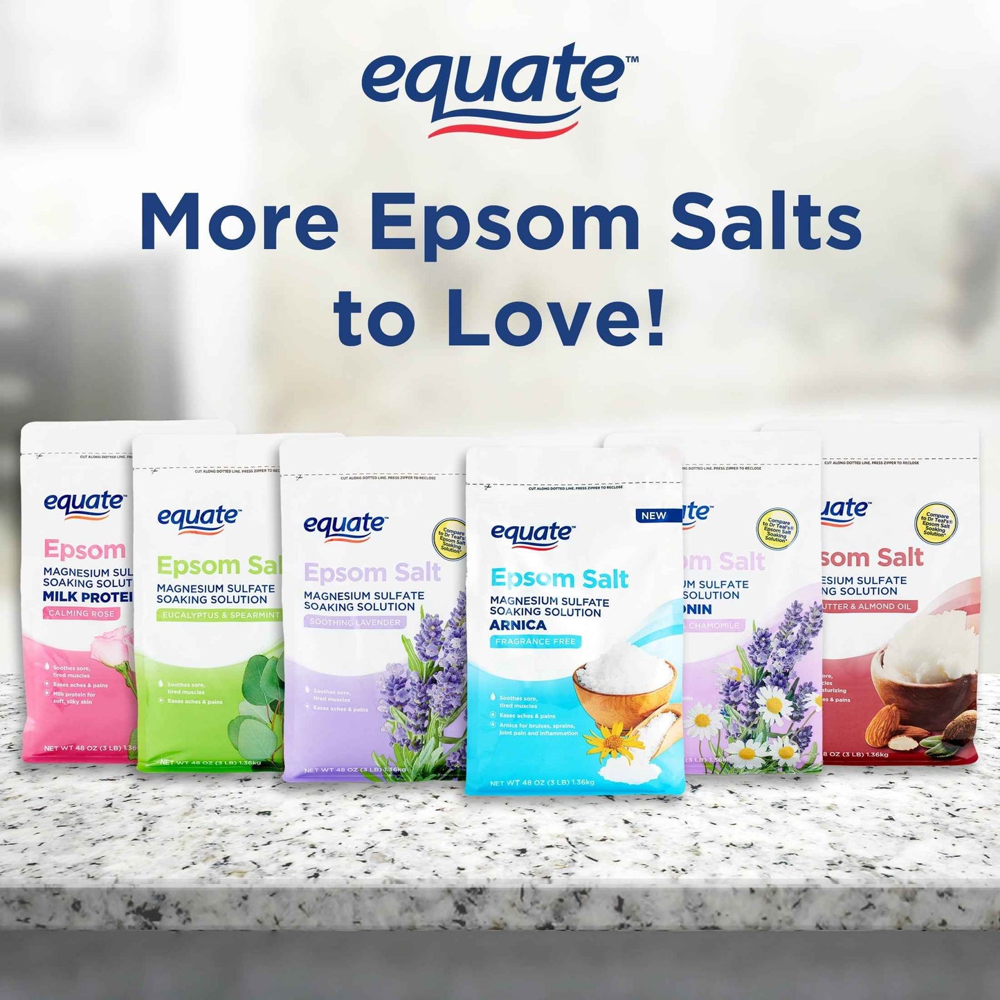 Equate Epsom Salt Bath Soak with Arnica, 3 lb – Muscle & Foot Soak for Relief & Recovery