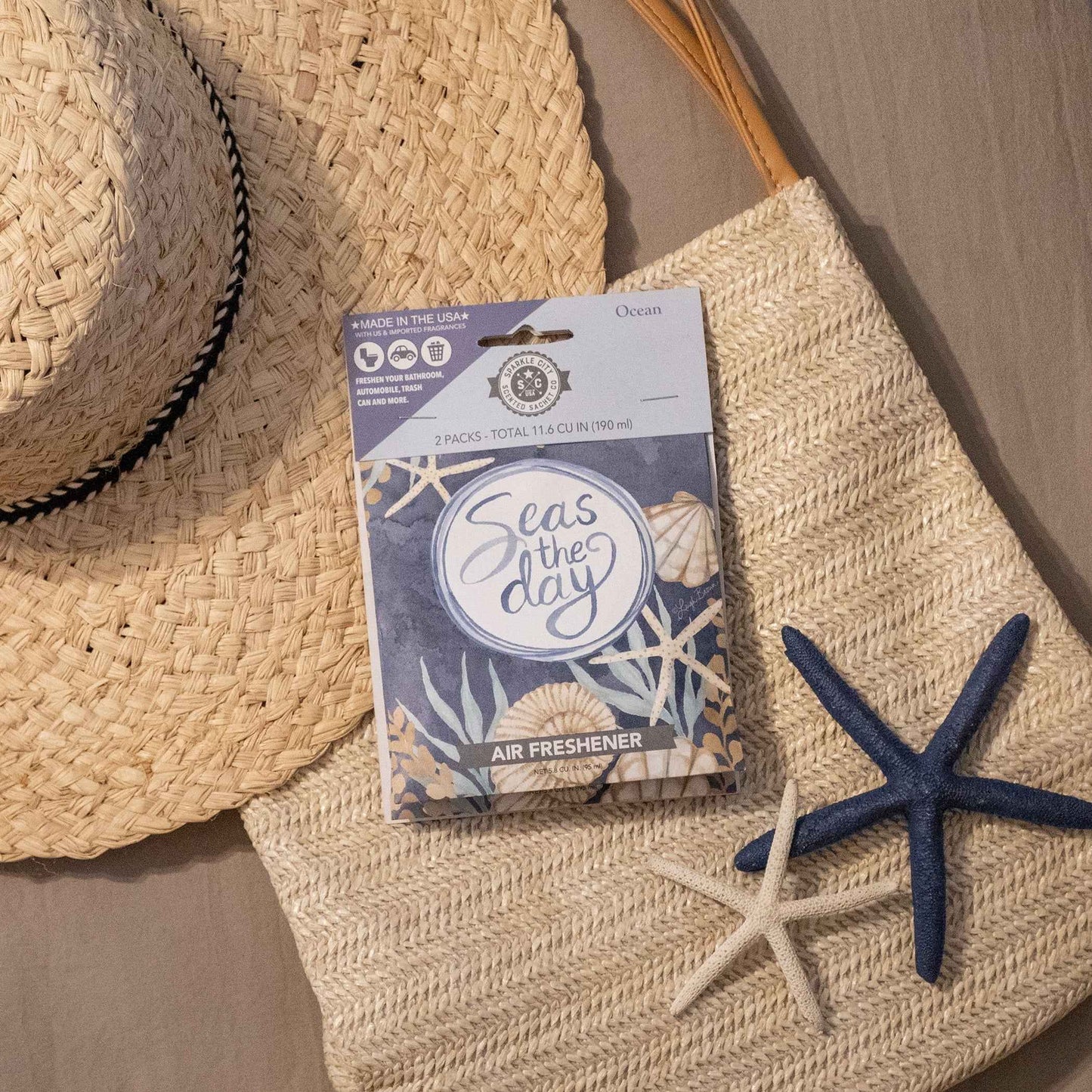 Sparkle City Scented Sachet 2 Pack – Seas the Day, Fresh Fragrance for Home & Closet