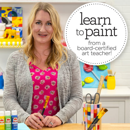 Apple Barrel 13430 Acrylic Paint Kit – 34 Piece Set with 23 Paints, 10 Brushes, Mod Podge & Video Lessons – Non-Toxic Art Supplies for Kids & Beginners