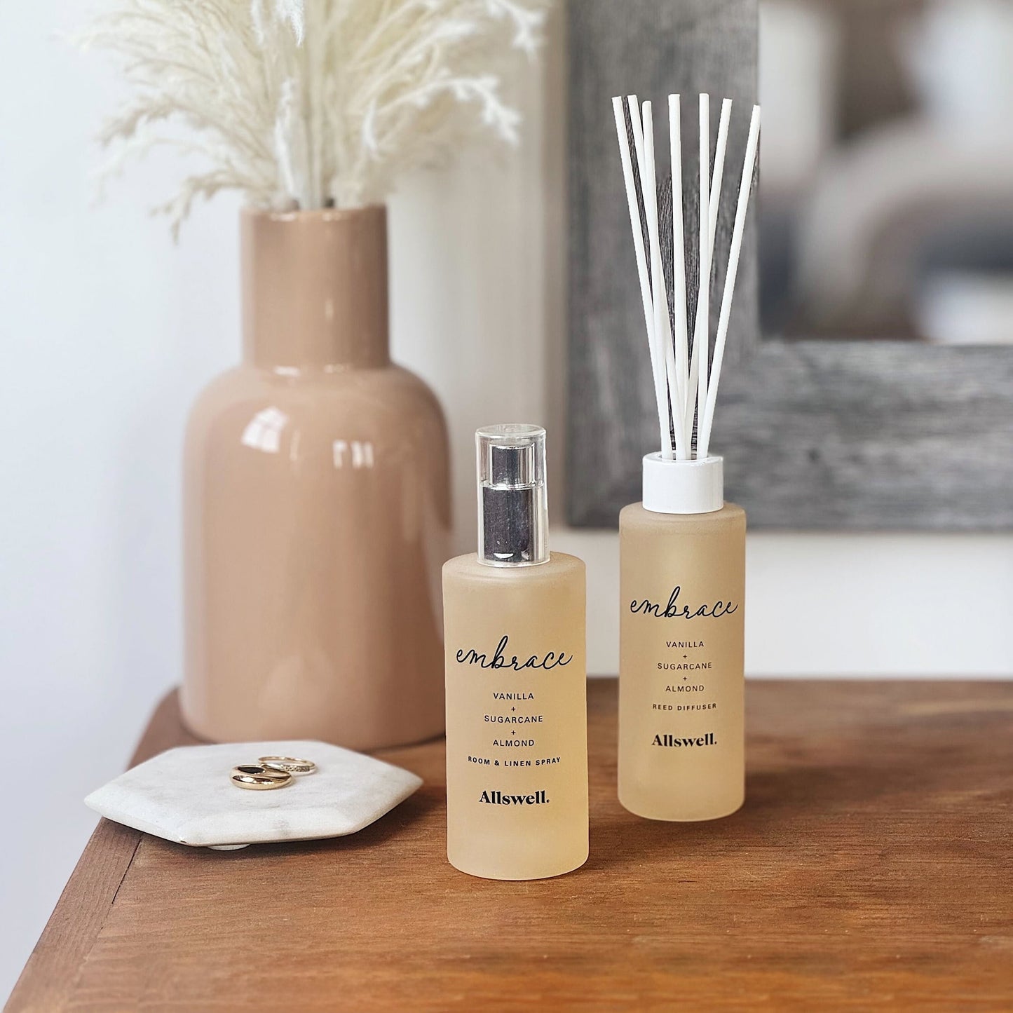 Allswell Embrace (Vanilla + Sugarcane + Almond) Scented Room & Linen Spray 3.4 Fl oz (100mL)