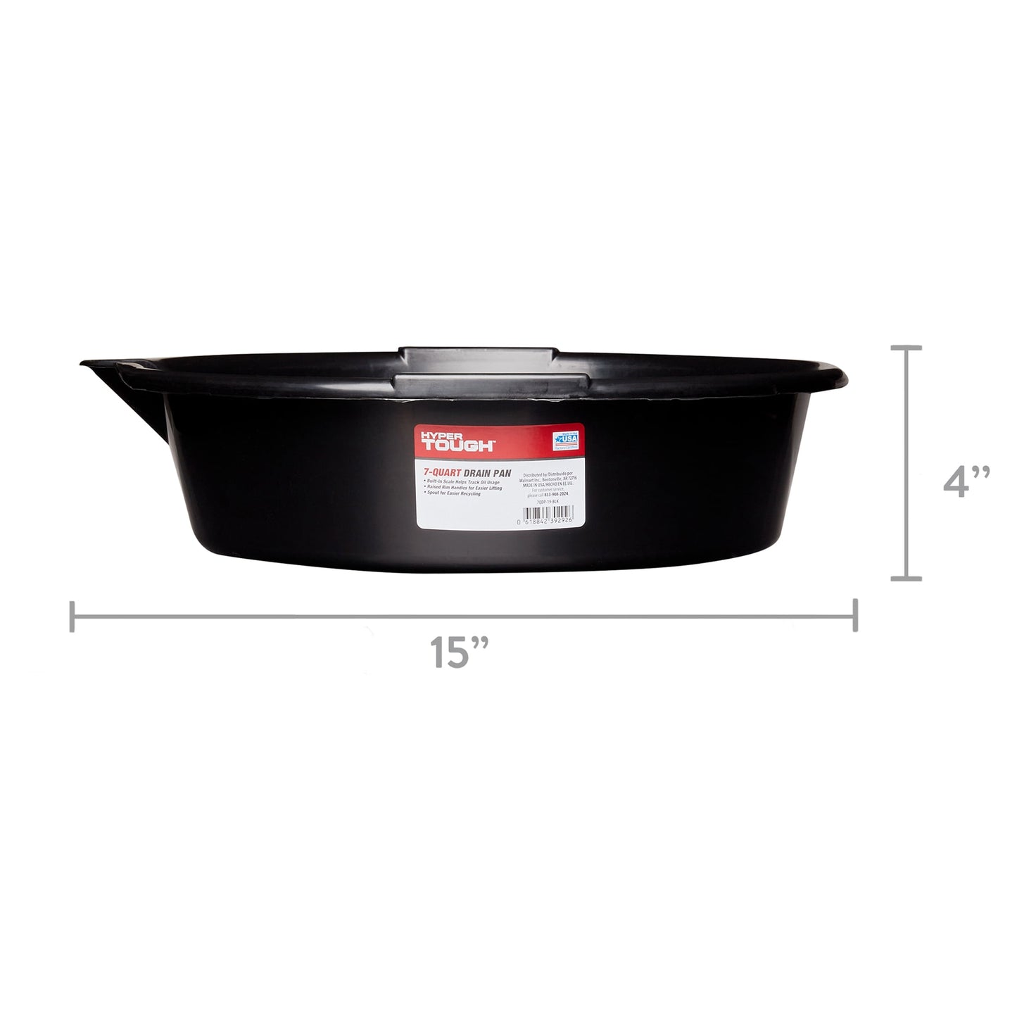 Hyper Tough 7-Quart Automotive Drain Pan | Built-In Scale & Spout | Oil & Fluid Collector