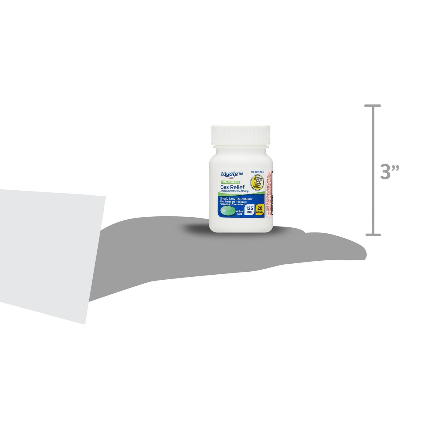 Equate Extra Strength Gas Relief Simethicone 125 mg Softgels, 20 Count