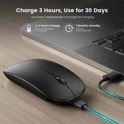 Rechargeable LED Wireless Mouse – Bluetooth Compatible + 2.4GHz Dual Mode