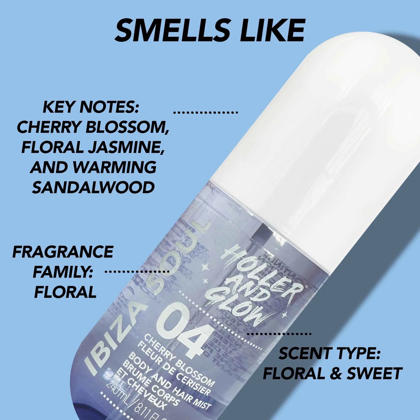 Holler and Glow Ibiza Soul Cherry Blossom Body & Hair Mist – 3.38 fl oz