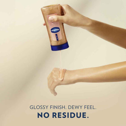 Vaseline Glazed & Glisten Shimmering Body Gel Oil, Sunlit Glow – Vanilla & Cocoa Butter, 6.8 oz