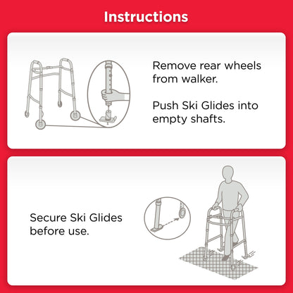 Equate Walker Ski Glides – Gray, 2-Pack, Easy-Slide Rear Walker Glides for Smooth Mobility