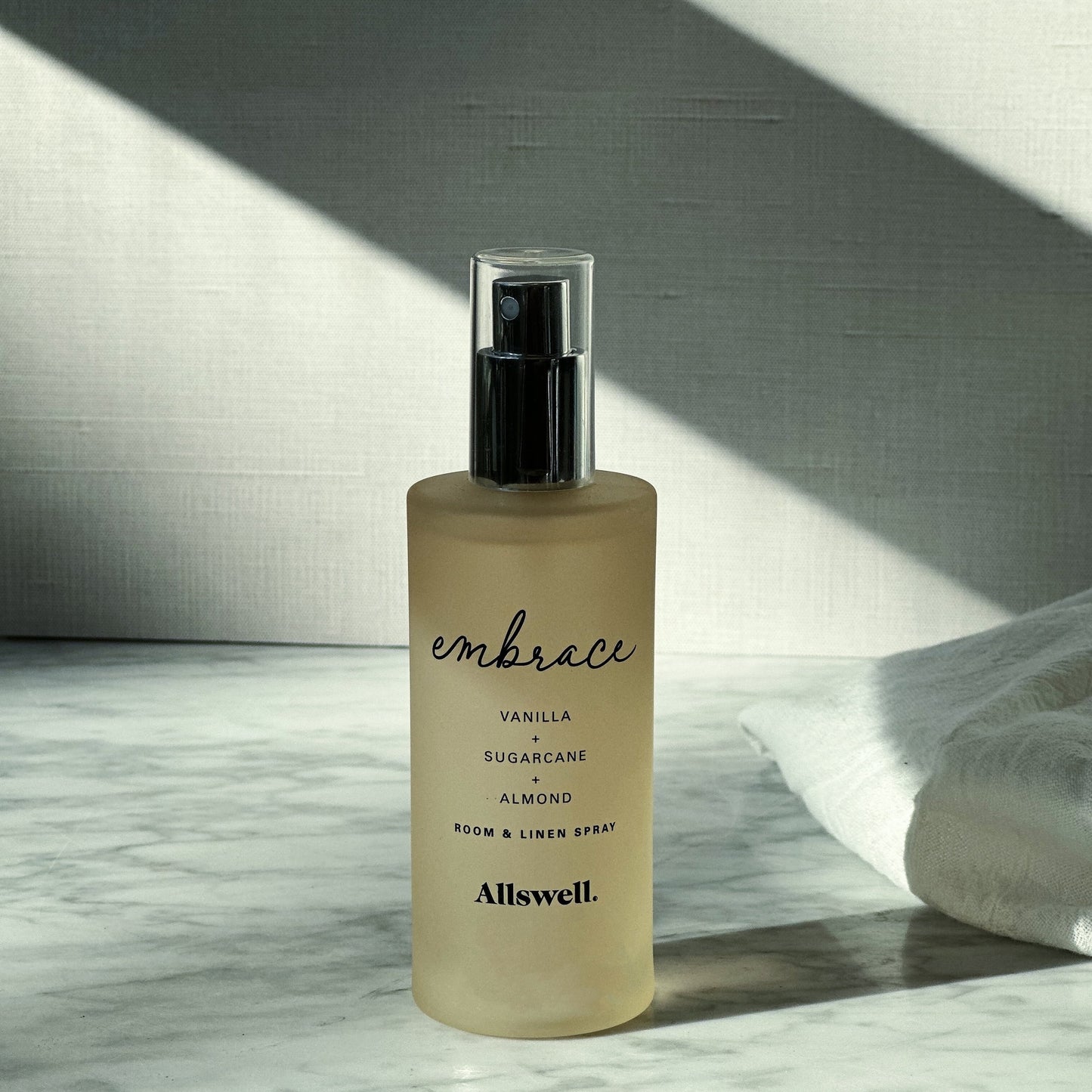 Allswell Embrace (Vanilla + Sugarcane + Almond) Scented Room & Linen Spray 3.4 Fl oz (100mL)