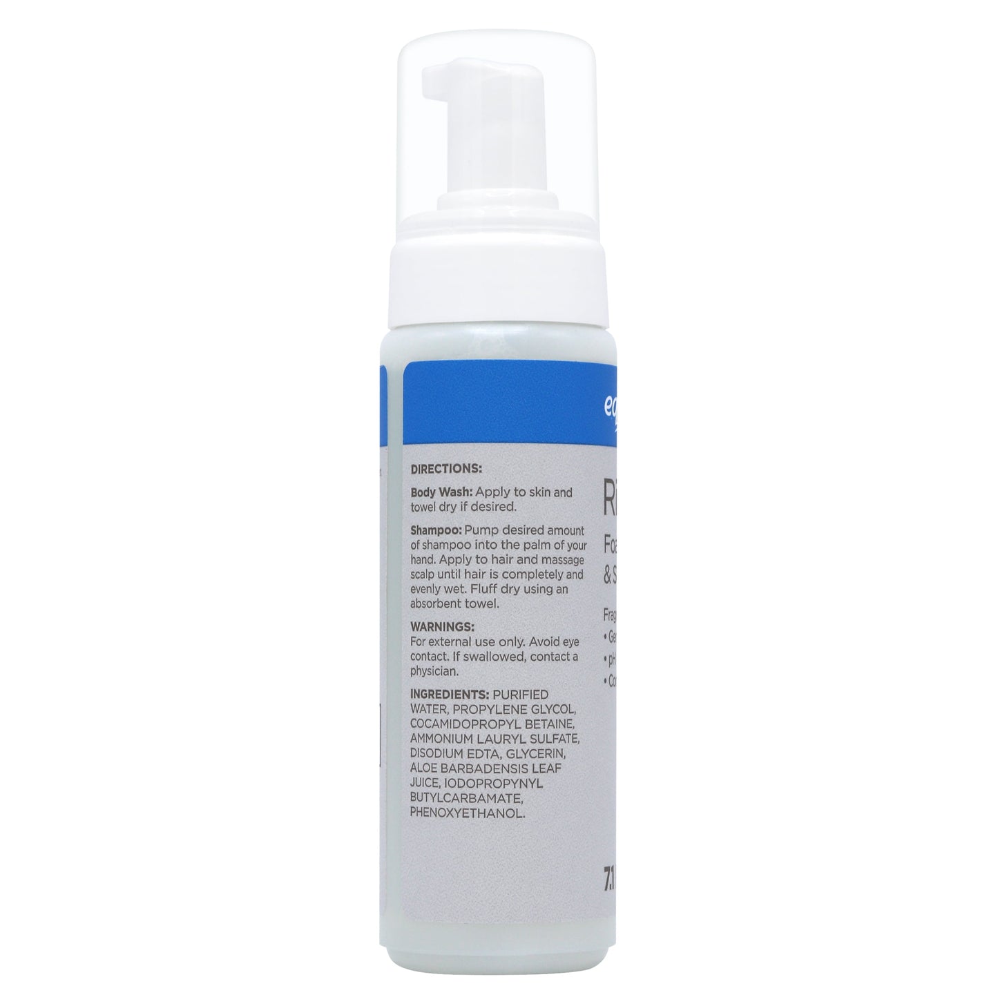 Equate Rinse-Free Foaming Body Wash & Shampoo – No Rinse Formula for Cleansing & Freshening, 7.1 fl oz
