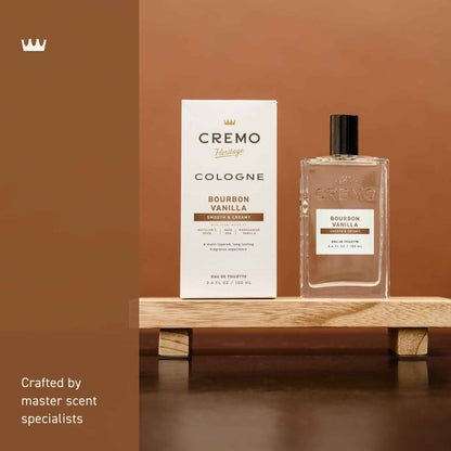 Cremo Cologne for Men, Bourbon Vanilla – Distinctive & Long-Lasting Scent, 3.4 Oz