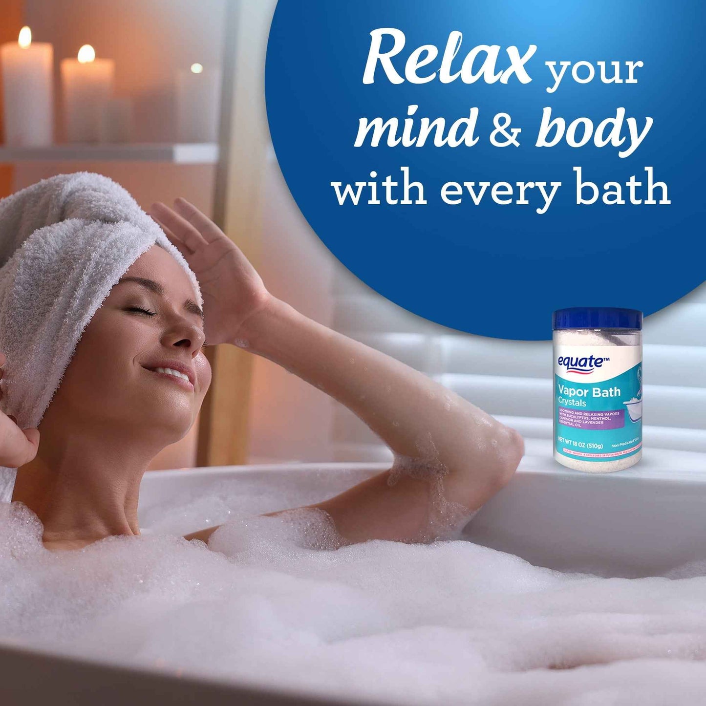 Equate Vapor Bath Crystals Non-Medicated Salts, 18 oz