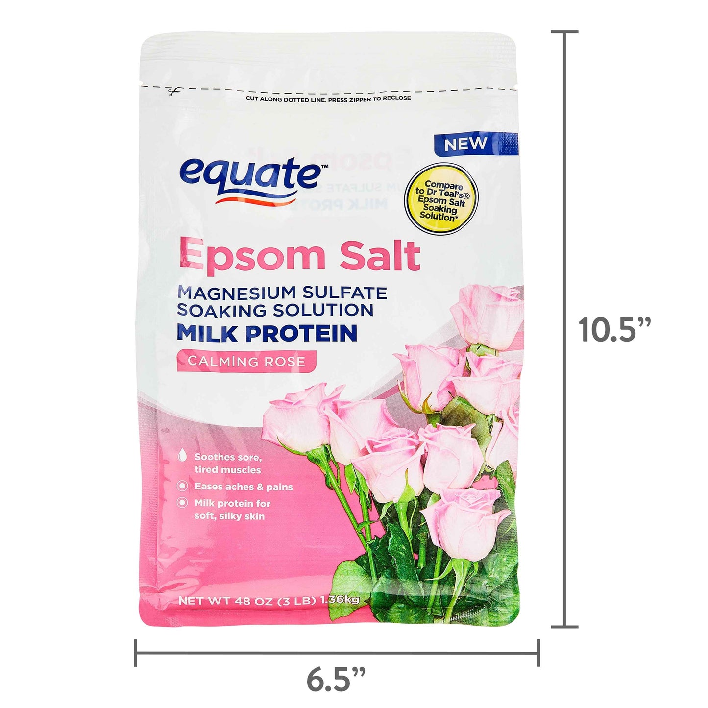 Equate Epsom Salt Bath Soak with Rose Oil & Milk Protein, 3 lb – Soft Skin & Relaxation
