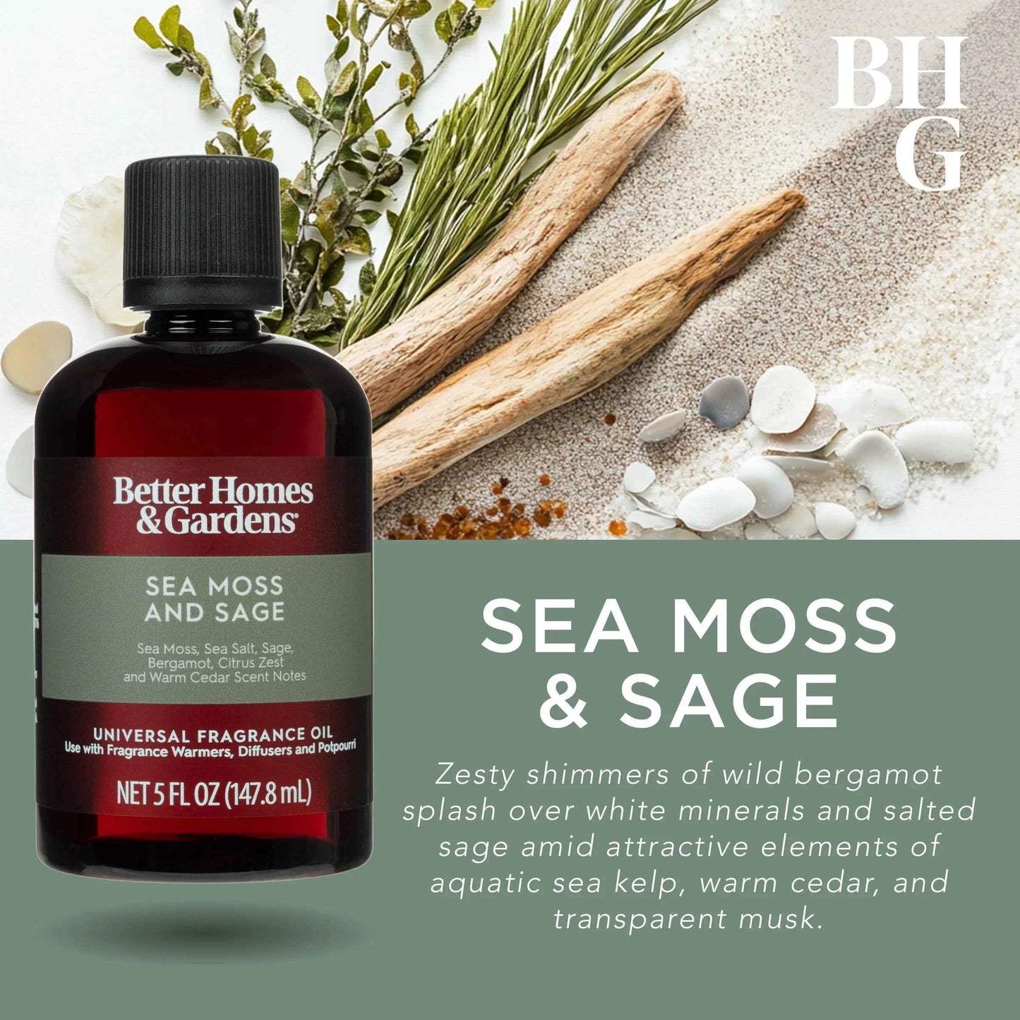 Better Homes & Gardens Fragrance Oil – Sea Moss & Sage, 5 fl oz