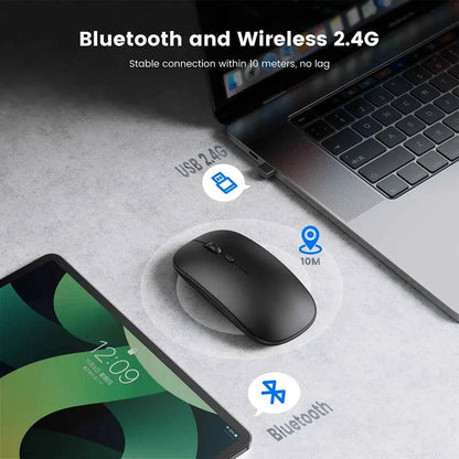 Rechargeable LED Wireless Mouse – Bluetooth Compatible + 2.4GHz Dual Mode