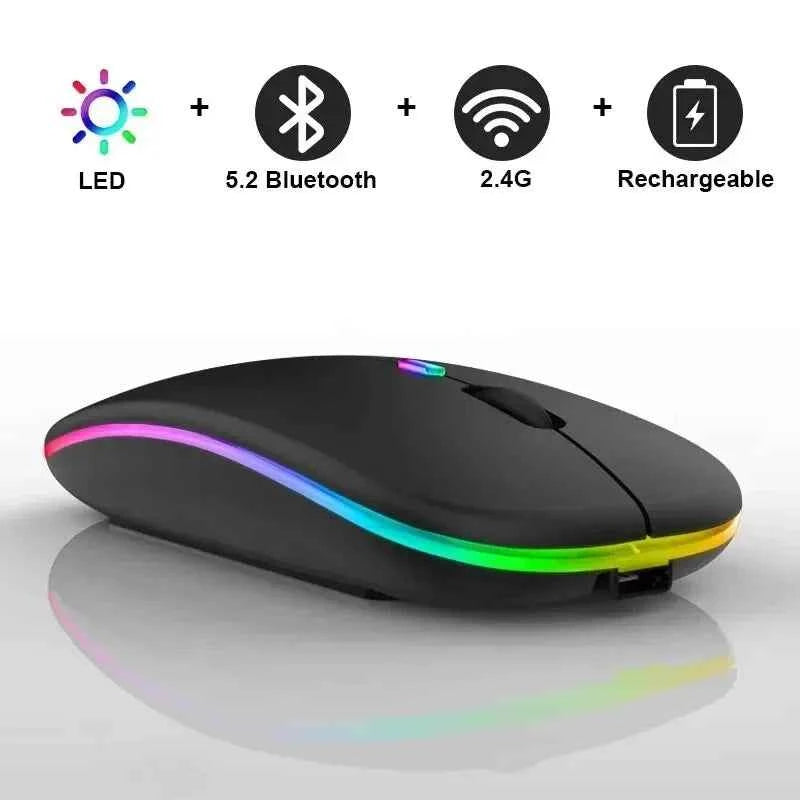 Rechargeable LED Wireless Mouse – Bluetooth Compatible + 2.4GHz Dual Mode