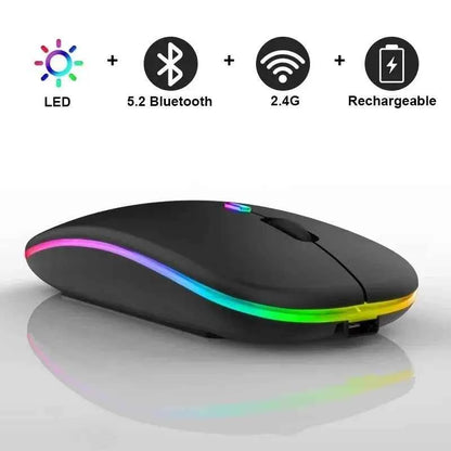 Rechargeable LED Wireless Mouse – Bluetooth Compatible + 2.4GHz Dual Mode
