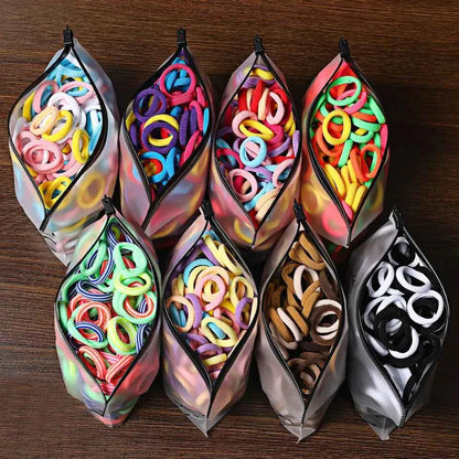100Pcs Hair Bands for Children – Colorful Nylon Scrunchie Hair Ties, Elastic Hair Leagues for Girls