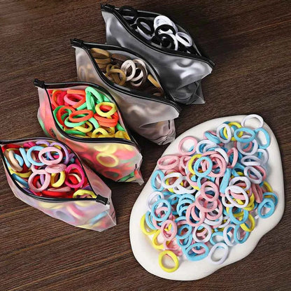 100Pcs Hair Bands for Children – Colorful Nylon Scrunchie Hair Ties, Elastic Hair Leagues for Girls