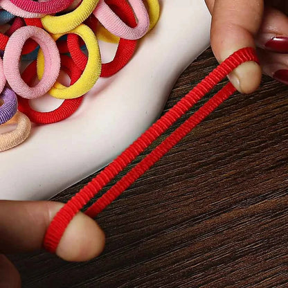 100Pcs Hair Bands for Children – Colorful Nylon Scrunchie Hair Ties, Elastic Hair Leagues for Girls