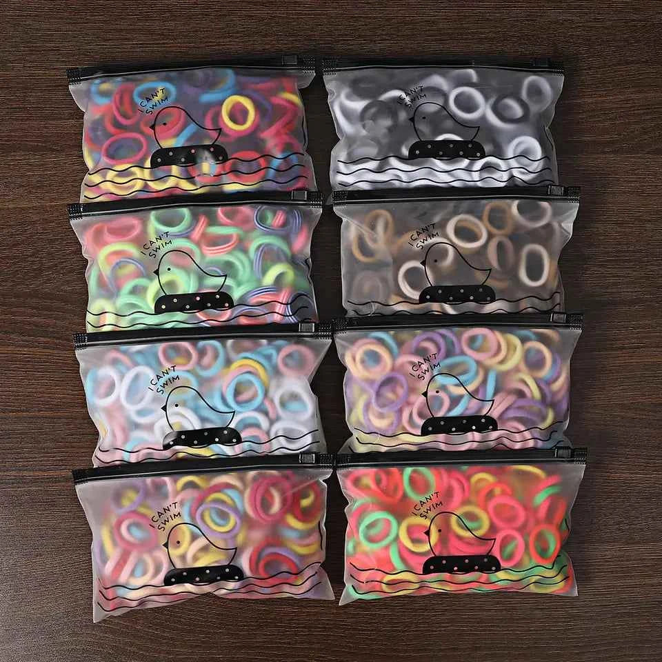 100Pcs Hair Bands for Children – Colorful Nylon Scrunchie Hair Ties, Elastic Hair Leagues for Girls