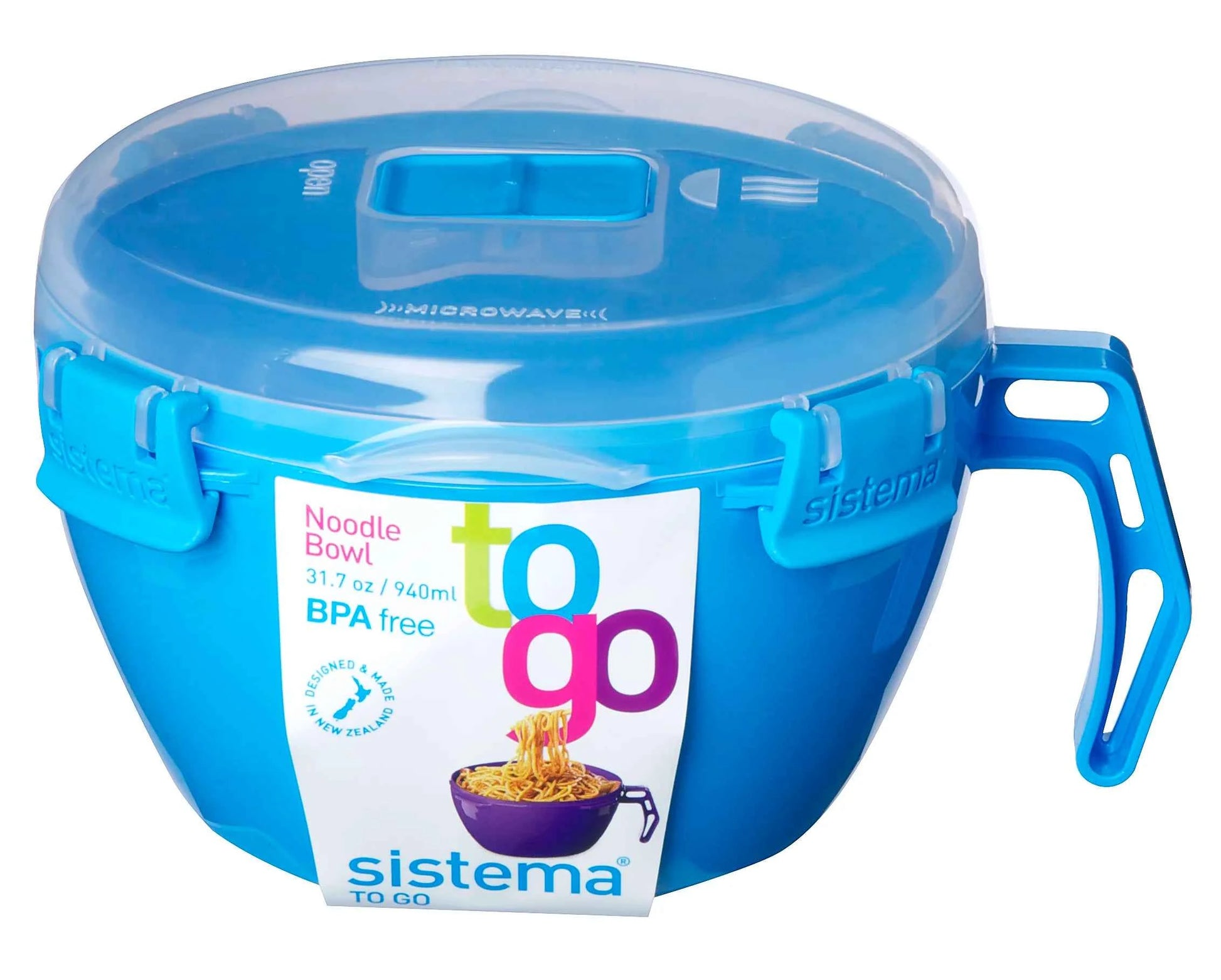 Sistema Klip It 31.7 Oz Noodle Bowl – Microwave Safe, BPA-Free, Vented Lid, Assorted Color (1 Pack)