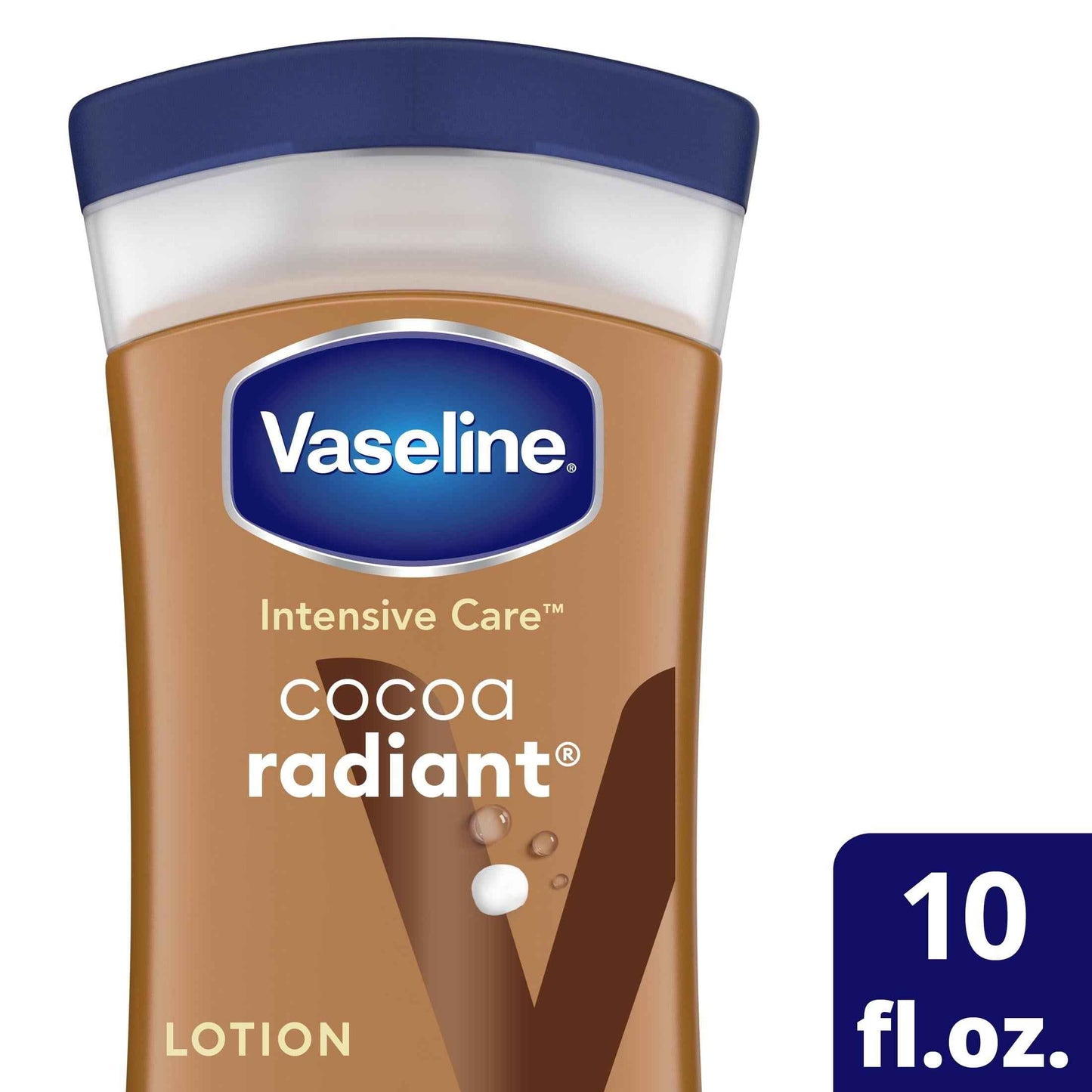 Vaseline Intensive Care Radiant Body Lotion with Cocoa Butter, 10 fl oz – Non-Greasy Hydration for Dry Skin