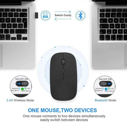 Rechargeable LED Wireless Mouse – Bluetooth Compatible + 2.4GHz Dual Mode