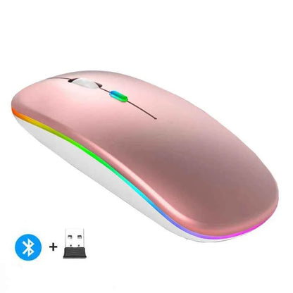 Rechargeable LED Wireless Mouse – Bluetooth Compatible + 2.4GHz Dual Mode