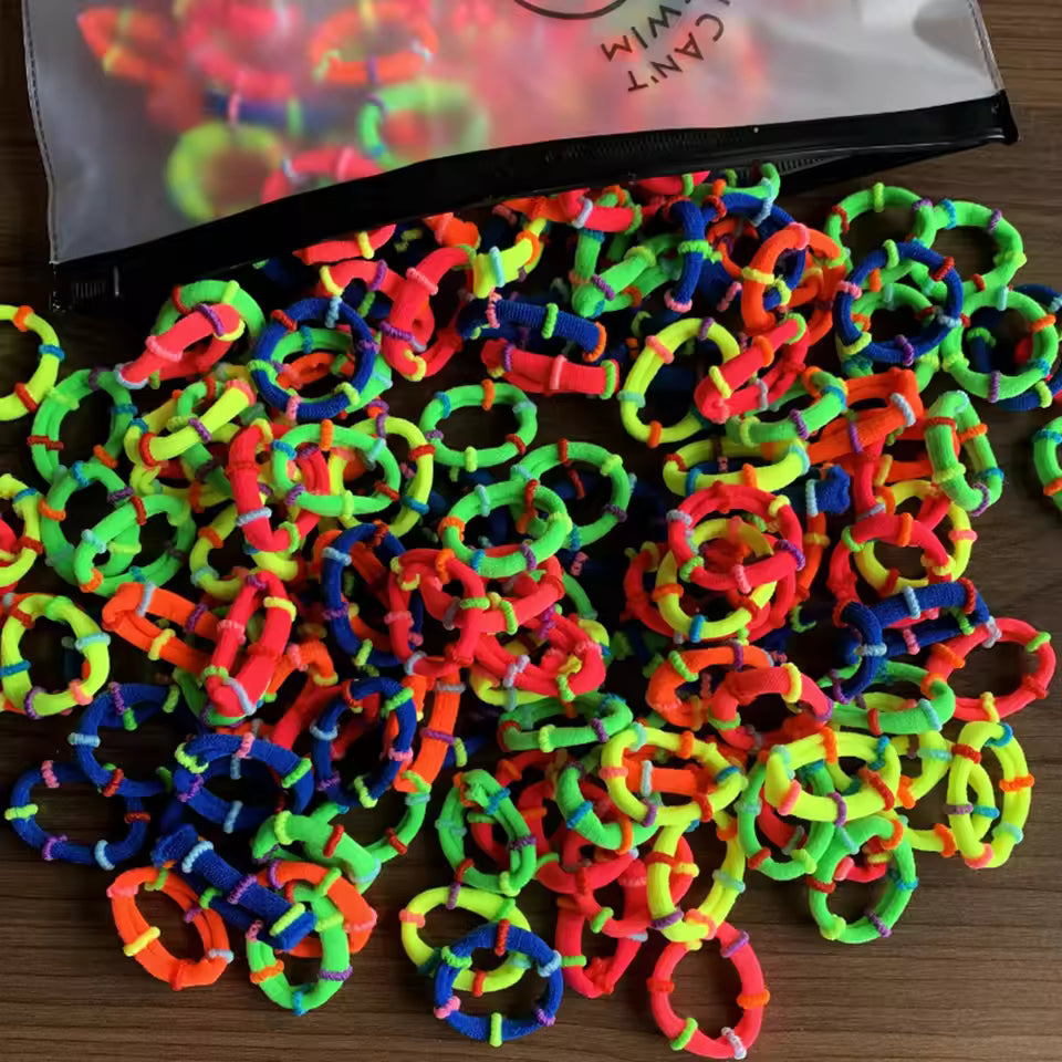 100Pcs Hair Bands for Children – Colorful Nylon Scrunchie Hair Ties, Elastic Hair Leagues for Girls