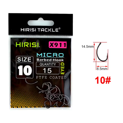 HIRISI PTFE Coated High Carbon Steel Barbed Fish Hook with Eye – X911 Hirisi