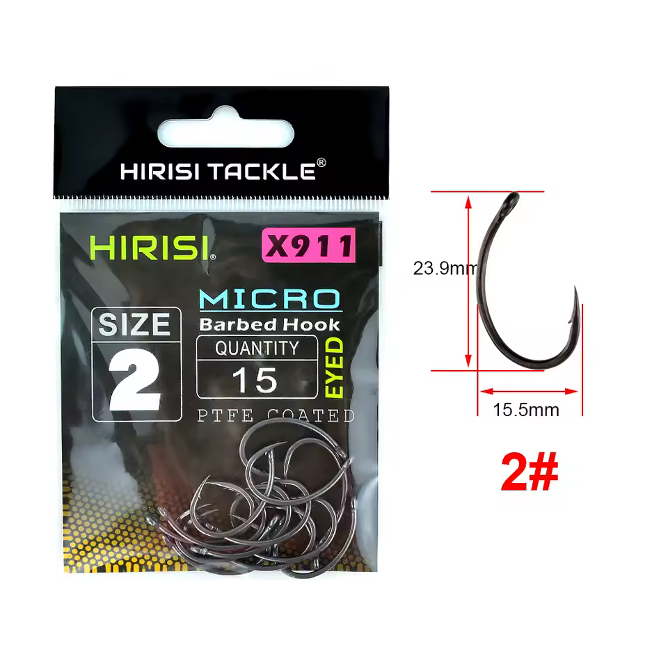 HIRISI PTFE Coated High Carbon Steel Barbed Fish Hook with Eye – X911 Hirisi