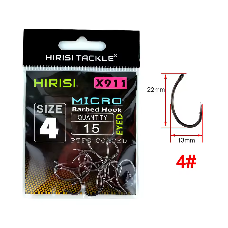 HIRISI PTFE Coated High Carbon Steel Barbed Fish Hook with Eye – X911 Hirisi