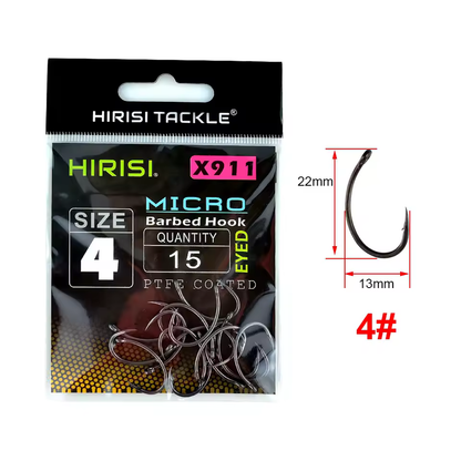 HIRISI PTFE Coated High Carbon Steel Barbed Fish Hook with Eye – X911 Hirisi